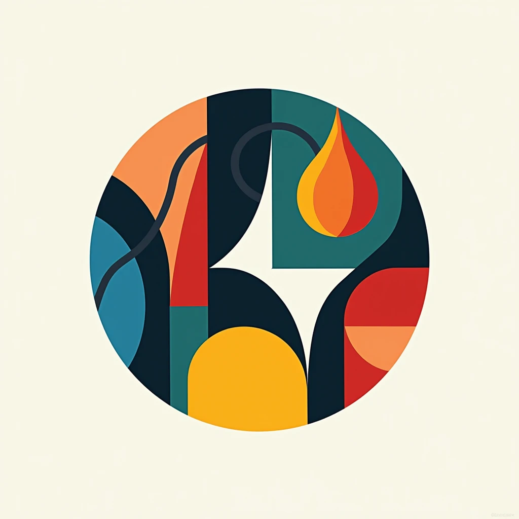 round company logo with picasso style colours and shapes