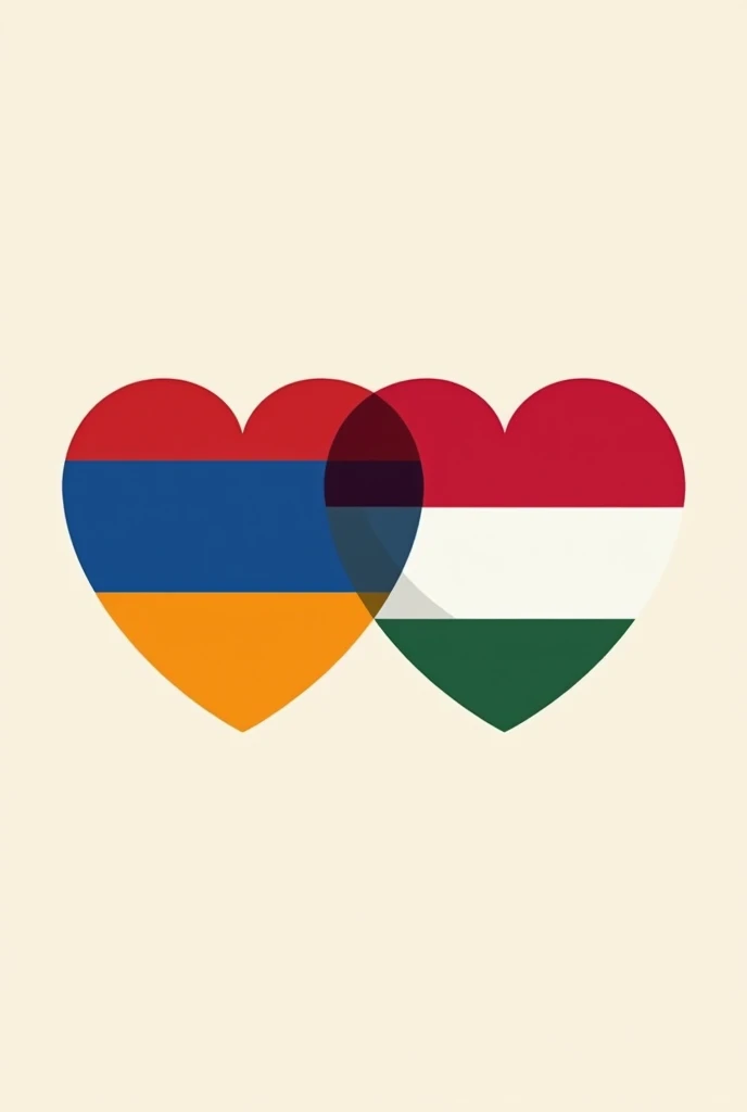 please create a logo with Armenian and Hungarian flags in heart shape