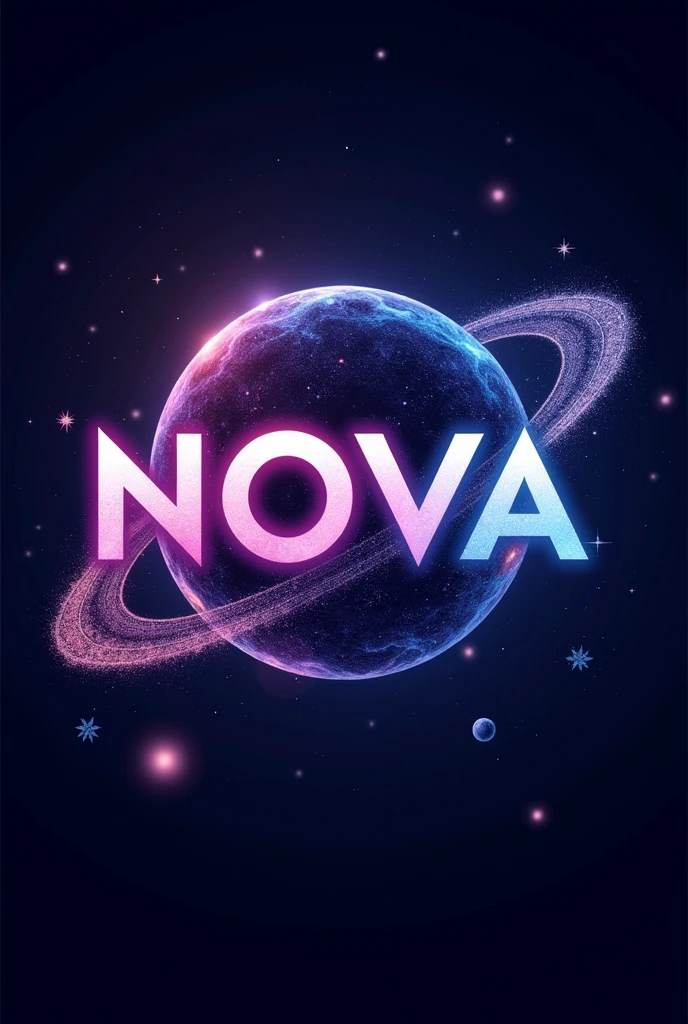 logo : NOVA
Violet et bleu dans le style de l'espace, galaxy, des paillettes et une planète