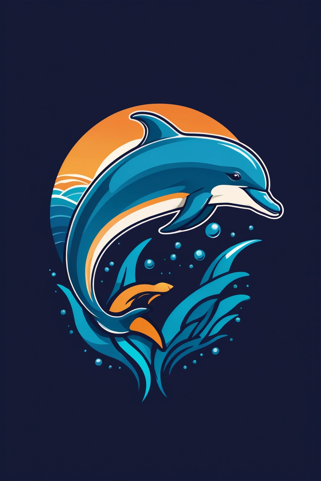 dolphin logo, flat design
