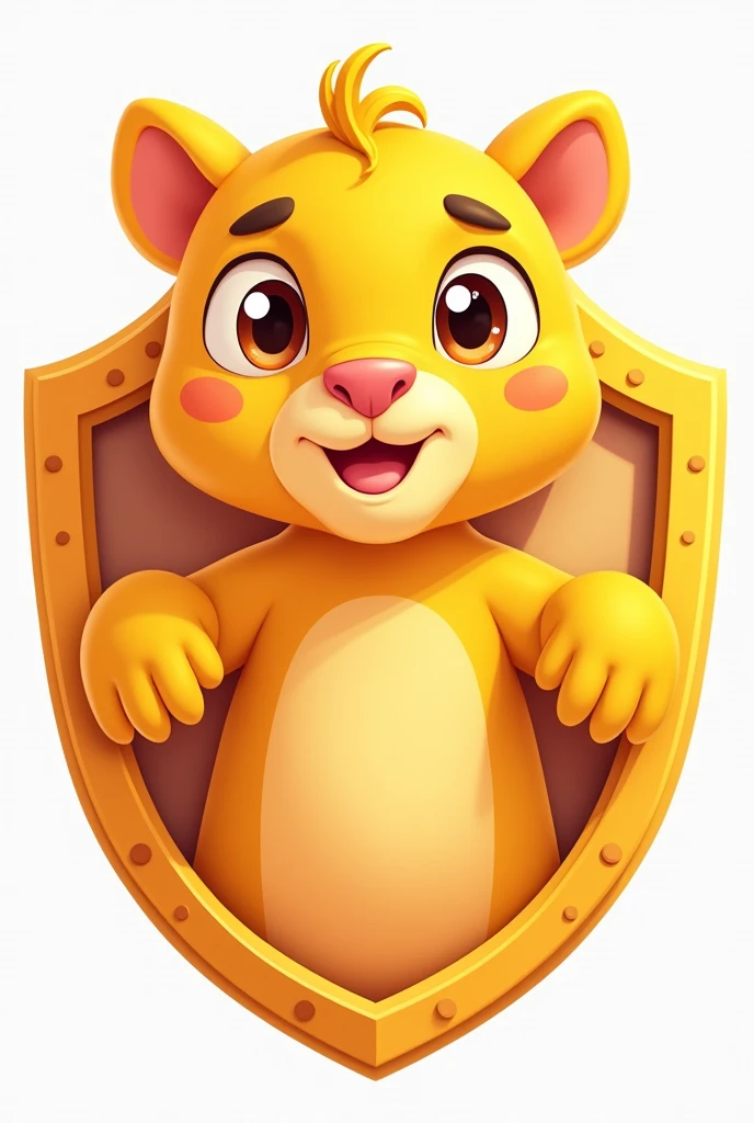 Cute Yellow Animated Cartoon Panther Shield

