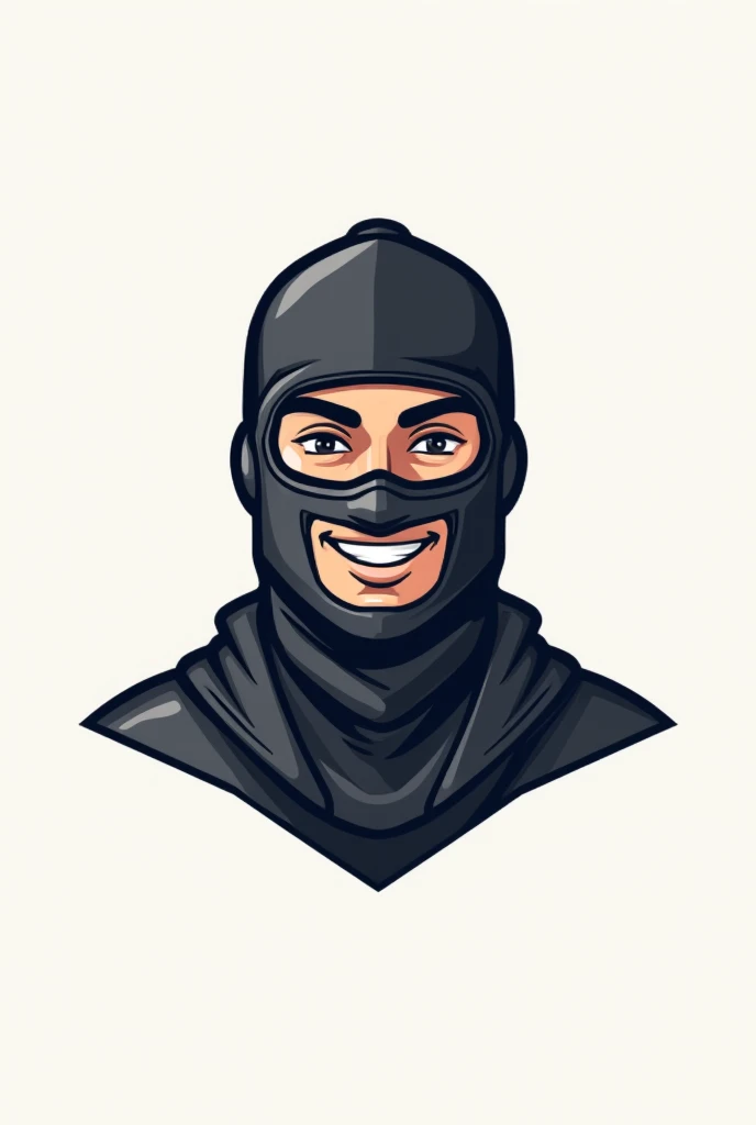 Logo of a Happy Client wearing a Balaclava , for an Instagram store that sells streetwear clothing like Nike, Corteiz etc