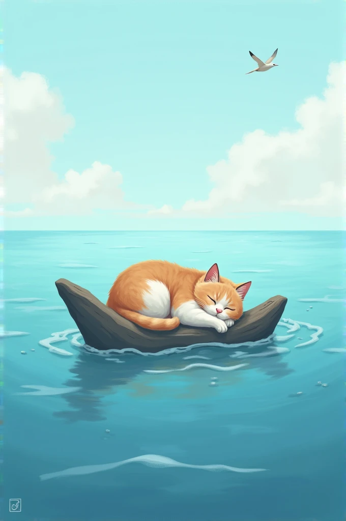 Cat sleeping in sea