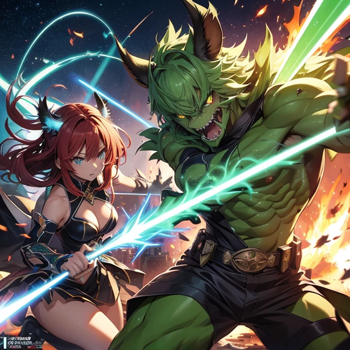 High Resolution, Anime, Character Design, Digital Art, HD, Best Quality, Masterpiece, Super Detailed, high fantasy, chaos, “highschool DXD”
{{creature: (green praying mantis-with iguana head and face)((fighting against rhinoceros, with a laser shooting spear while roaring furiously),morning day,white crystal buildings, crystal walls, fire around, laser explosions around))}}