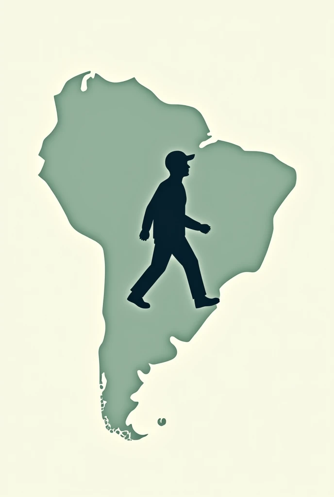 Logo that reflects a walking travel project through South America map
