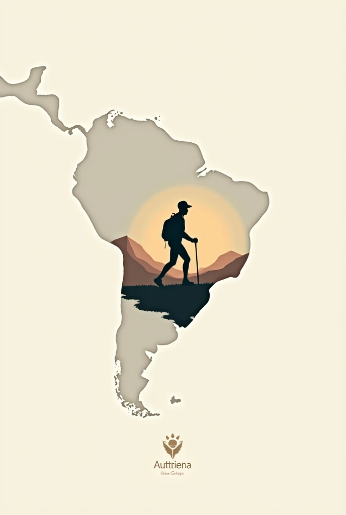 Logo that reflects a walking travel project through South America map