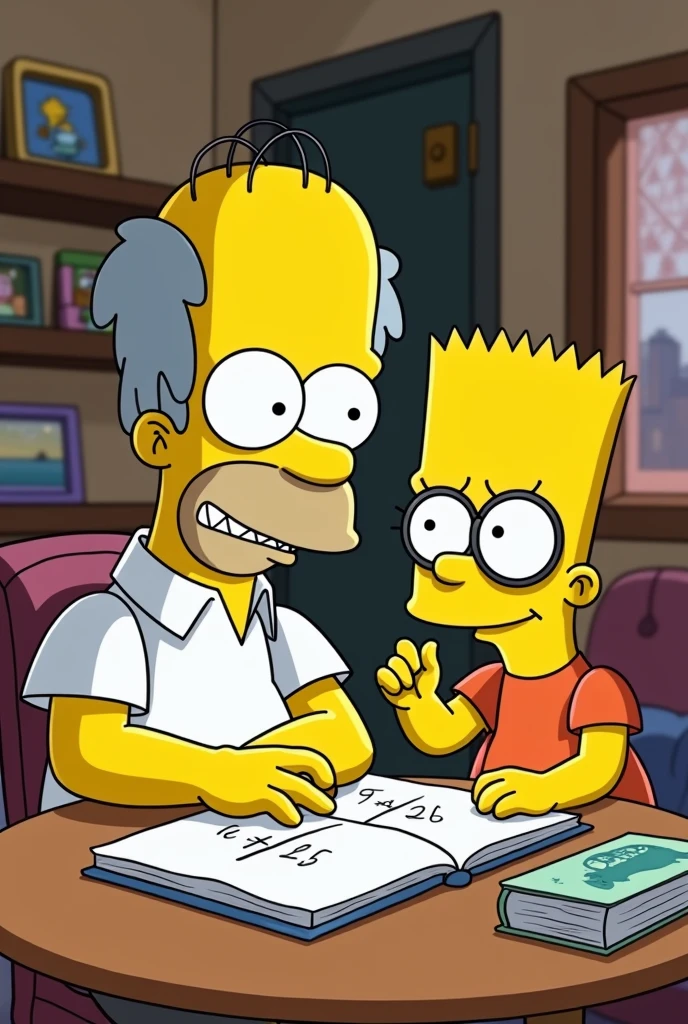Kirk Van Houten teaching Milhouse how to add