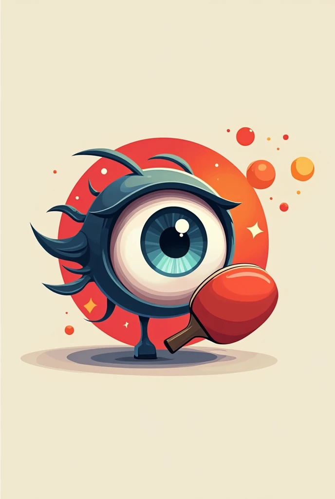 Animated logo of an eye with a table tennis racket
