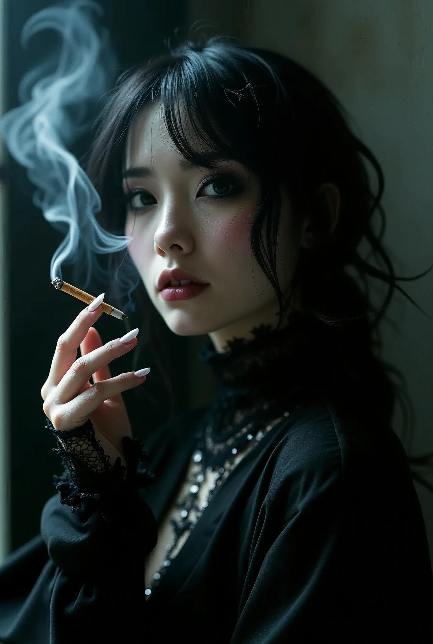 Goth  smoking cigarett