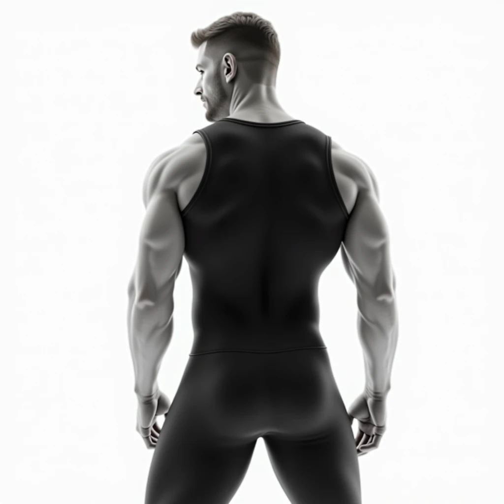 1 male,muscle,Bodysuits,black,The whole body is projected,White Background,sexy