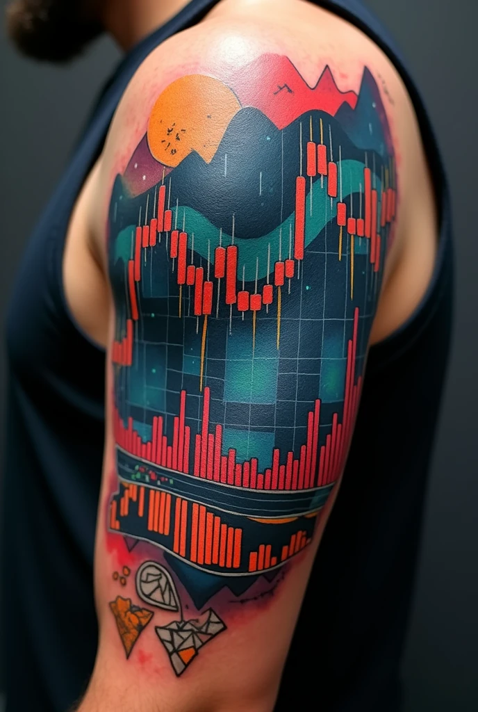 Create a tattoo of a Day Trade chart with indicators and studies