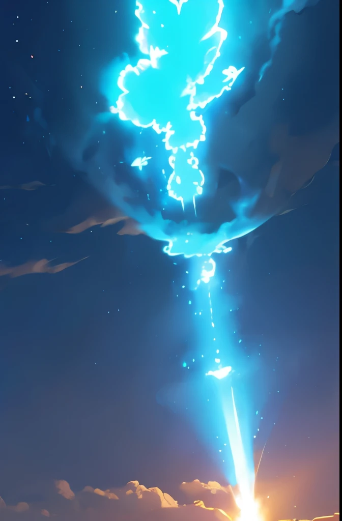 The angei's body glowed with a charming light in the sky