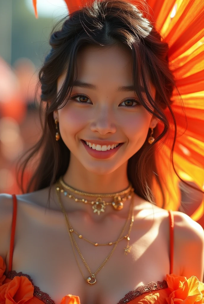 (masterpiece,Highest quality:1.4),(8k,RAW Photos,Photorealistic:1.2),(Glowing Skin),Detailed skin,Detailed face,Detailed eyes,Sparkling eyes:1.3,Symmetrical eyes,Detailed Background,Detailed hands,One girl,Natural Makeup,((Cute )),(Dynamic dance moves), Natural Breasts,young tendencyy hair, ((Average teenbreasts)),(((Little Samba Girl))),((Shiny cleavage)), (So beautiful and cute), (Beautiful Asian),, Cute beautiful face,,Cute Smile, (Highly detailed samba costume fancy design,tendency),Browsing Caution,Sexy Instagram Style,,Golden ratio face,Japanese Samba Carnival,(((Japanese Teens)))ation was great., Cowboy Shot.
