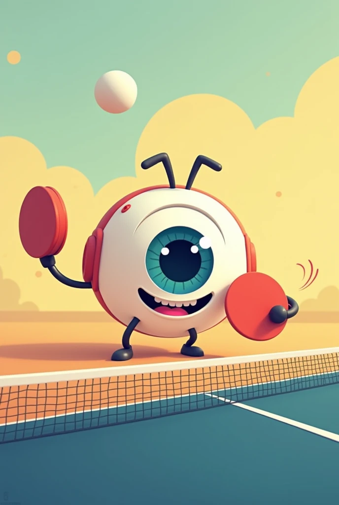 Animated vector of an eye playing table tennis