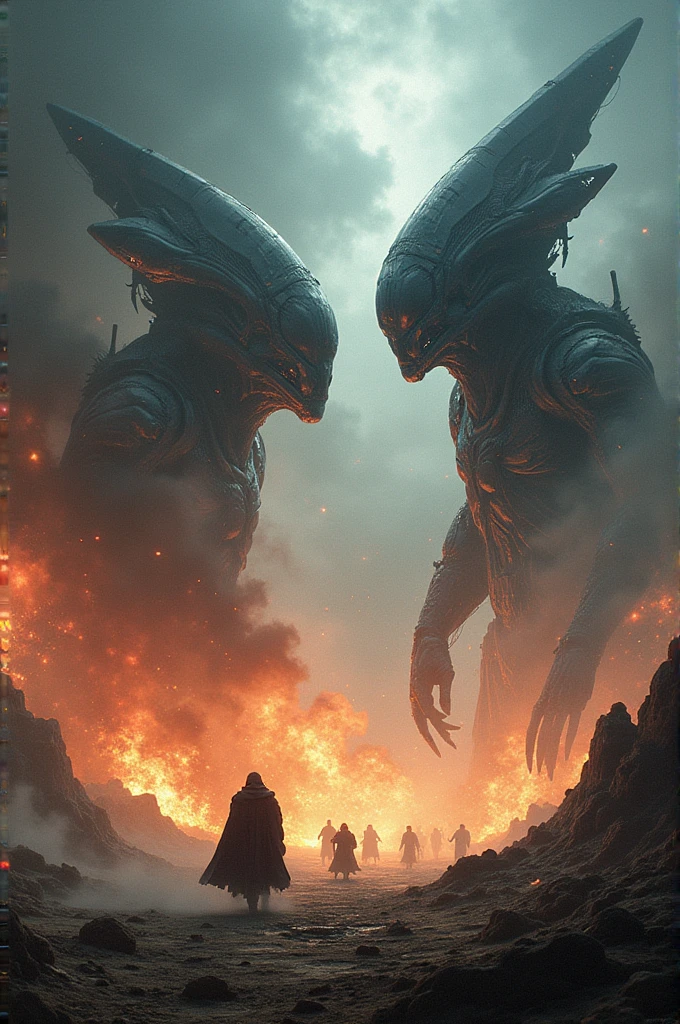 War between two race in sci-fi themed (poster for book cover)