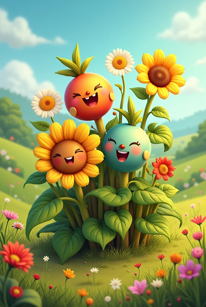 friendship between flowering plants, that you have happy faces and helping each other