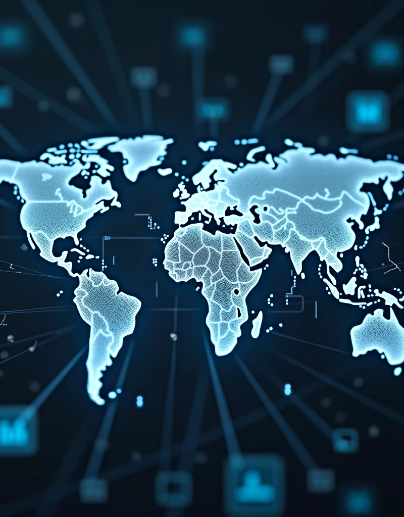an image that symbolizes global communication, like a world map.