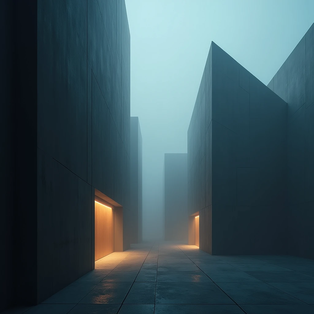 Mysterious Fog, architecture photography, striking structures, clean lines, geometric shapes, dramatic angles, play of light and shadow, capturing architectural details, showcasing design elements, evoking mood, professional lighting, precise compositions, emphasizing scale and proportion, creating depth, architectural storytelling, capturing iconic landmarks, immersive experience, (best quality, masterpiece, photorealistic), very aesthetic, perfect composition, intricate details, ultra-detailed, vivid colors