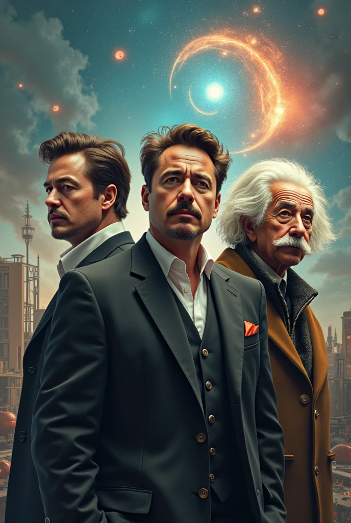 Robert Downey Jr and Elon Musk and Einstein