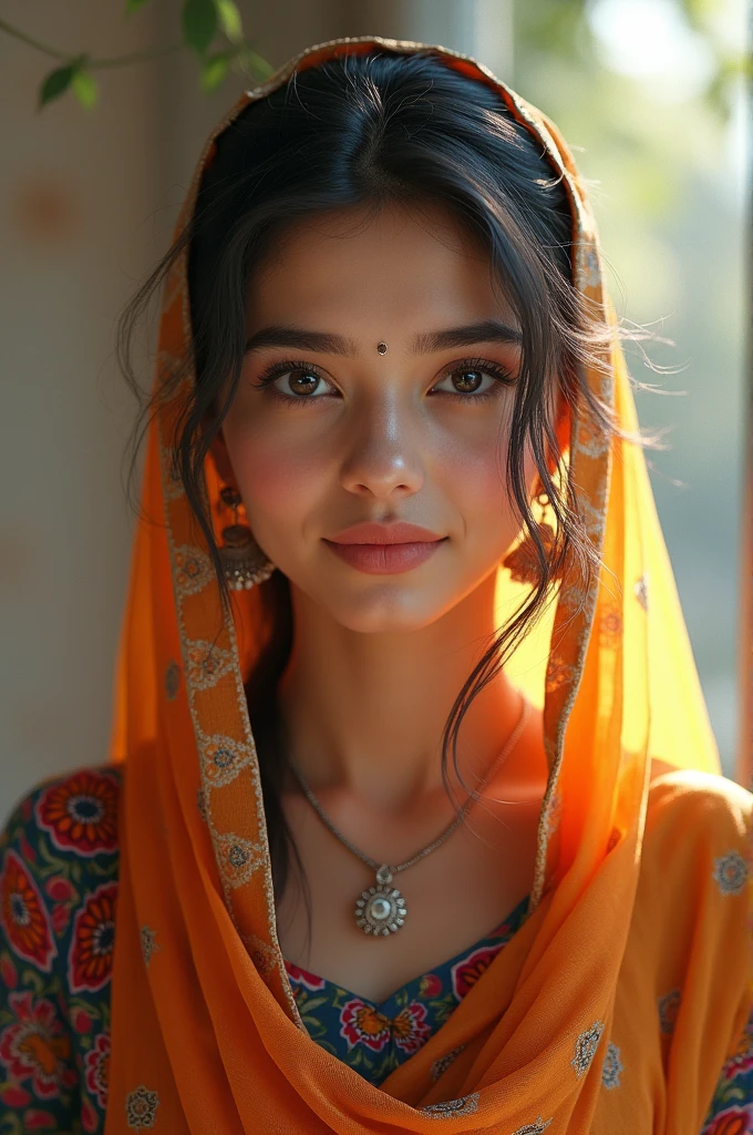 Photorealistic: 1.4), 8k, (Masterpiece), Best Quality, Highest Quality, (Detailed Face: 1.5), Original, High, Outstanding Masterpiece, Surrealistic 8k, Perfect Artwork, ((Perfect Female Figure)), Thin, Detailed Skin , Punjabi young woman wearing kurti salwar and pointed shoes epiCRealism, fcPortrait,