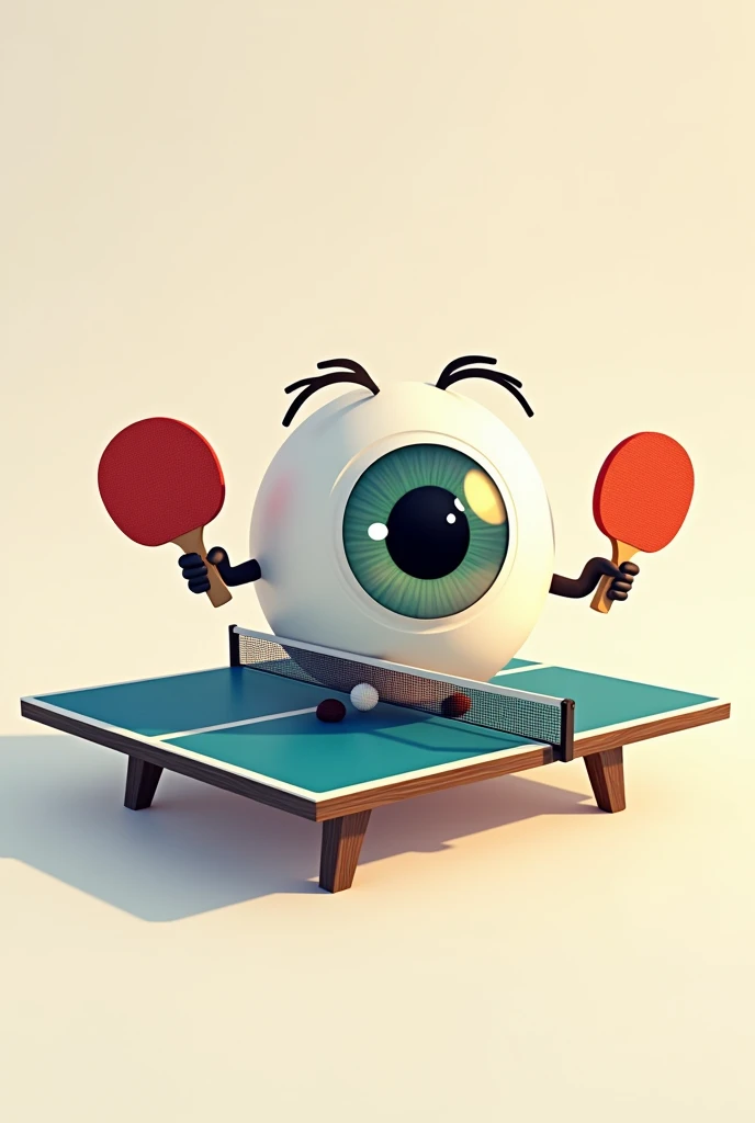 Cute animated logo of an eye playing table tennis with the La Salle University logo