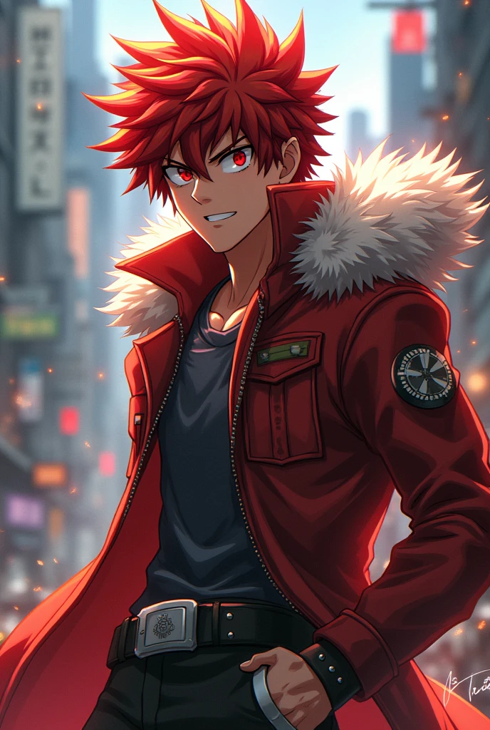 from my hero academia,Male gender,rubio,Red eyes,and full body