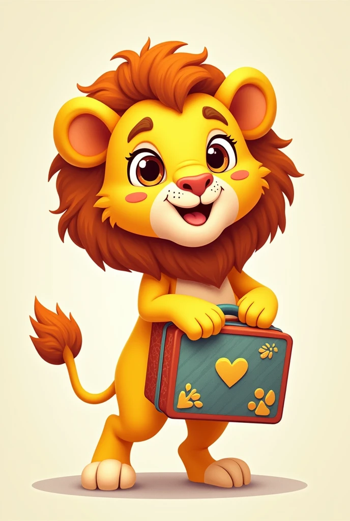 Cartoon Lion with lunchbox