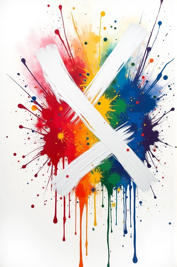 White and rainbow paint