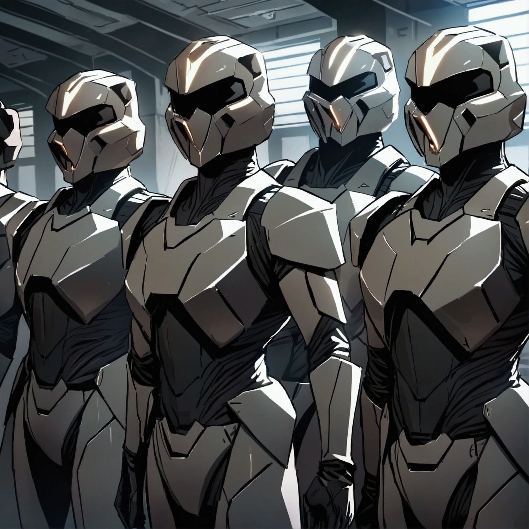 A squad of four Army rangers with star wars empore armor, urban, warzoneHigh Resolution, Anatomically Correct, Best Quality,