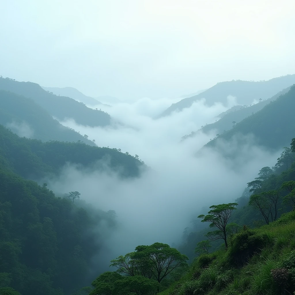 Mysterious Fog, landscape photography, vast vistas, natural beauty, dynamic compositions, captivating scenery, immersive, serene, (best quality, masterpiece, photorealistic), very aesthetic, perfect composition, intricate details, ultra-detailed, vivid colors