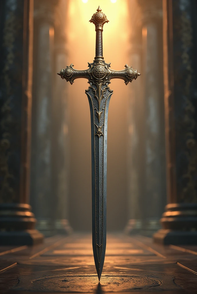 sword with the scales of justice "Kneeling before God standing before the world"