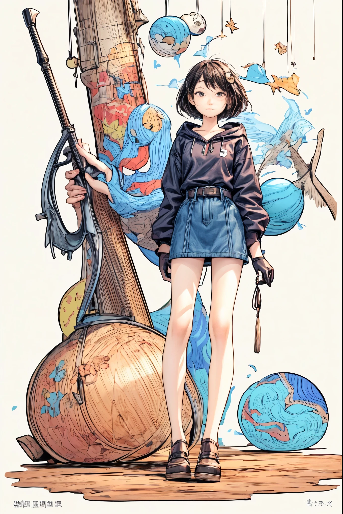 Oh, league of legend, con weapon gigante:1.3 ,sexy for, wallpapers, detailed eyes, fox ear, (fox tails), a skirt, (long pink fur), medium breasts, Looking at_It is shown in_Looking atl espectador, short_hair, gloves, belly button, fail, blue_there are eyes, Eternal, full_body, weapon, Footwear, necklaces, negro_gloves, pulp, hooded, hair_overcome_Yoon_there are eyes, Cultivator_above, hoodie, negro_pants, sneakers, Cut_jacket, cyber punk character, Cut_hoodie