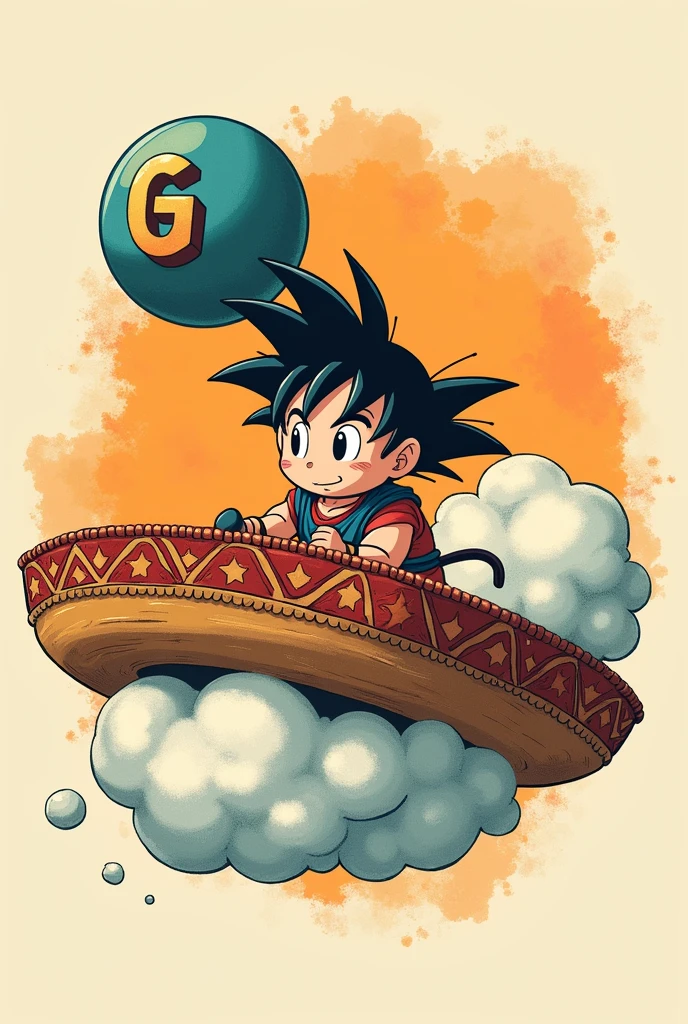 Orange sombrero with a picture of Goku on the flying cloud in front and the four-star sphere above