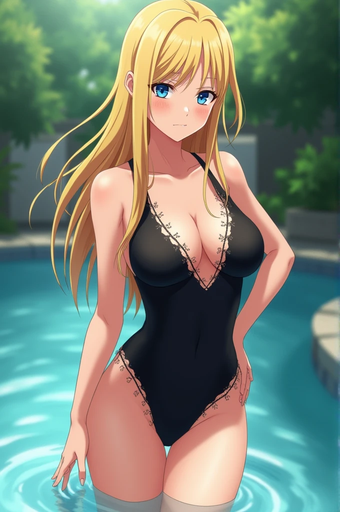 Naruto Ino in a black mini swimsuit