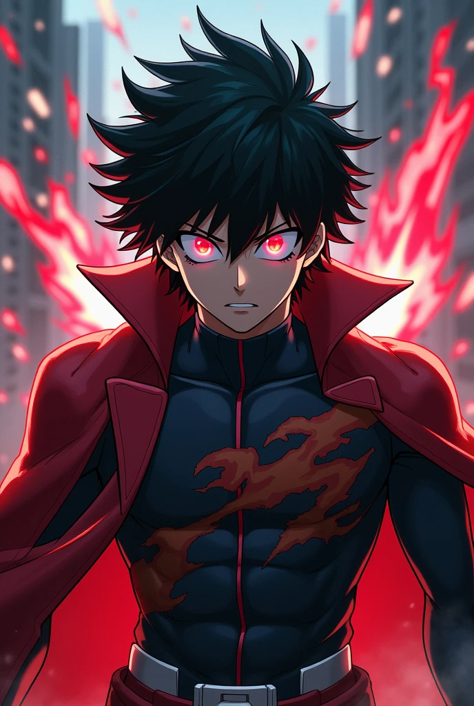 black hair,man,Red eyes,hero clothes,My Hero Academia 