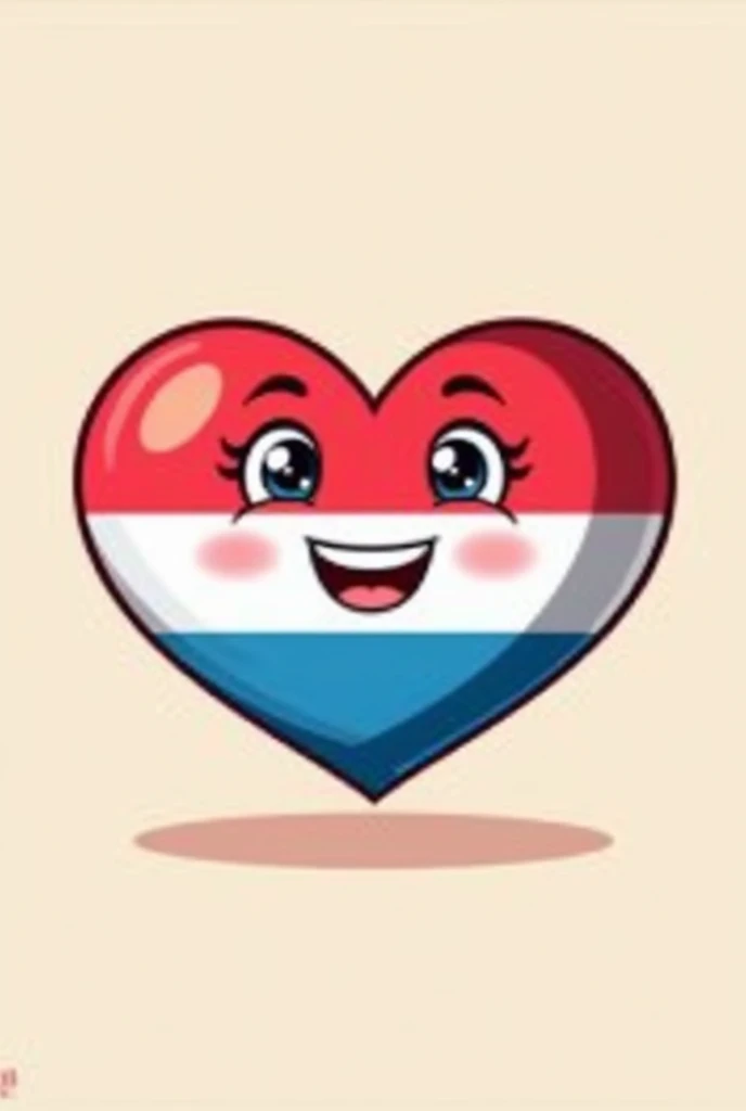 create a simple logo in hearth shape, fill it half hungarian and half armenian flags coulors, paint happy eyes and a smile on it, without nose in high quality, cartoon style