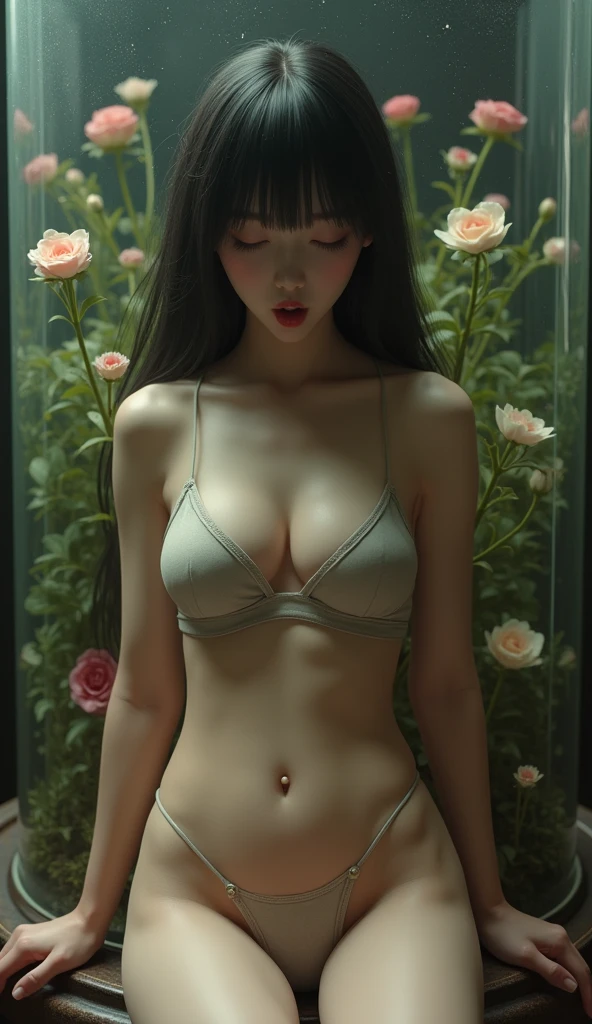 {{{{{3,318 trillion pixels high resolution, nsfw, Realistic scenery and lovely Japanese girl who is moaning madly as she nudity Masturbation that traces the sexual zone repeatedly with her fingers in a romantic Cylindrical crystal herbarium, thicken the lips look pretty, Boobs are fluffy and bouncy, Tits that get rounder bigger her deep tight cleavage, Her nipples and romantic deep panting depicted in detail}}}}},{{{{{Her thick pubic hair in the her nudity body, A neat girl who sitting and opens her crotch traces her crotch with her fingertips and with a moan experiences her first climax and innocent Masturbation that traces the sexual zone, It's too clean and innocent to see her go into her own world nipples out mouth open panting and Masturbation that traces the sexual zone as she climaxes over and over again, magical in a romantic Cylindrical crystal herbarium filled with female hormones, Herbarium-soaked her tits become so plump and her tits grows sexier, Cuteness preserved forever shining in exchange for life from her, her beautiful slender underbust, slender curvy cute waistline, an lewd fetish for lips and necks and waistlines, her clearer nip line from underbust to hips, gloomy straight wig, thick vivid lips}}}}},{{Extremely detailed}},{{{{{heroine girl's Sexually unused body with pure and innocent aura}}}}}