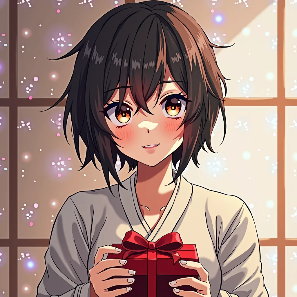 Rukia from Bleach with a birthday present