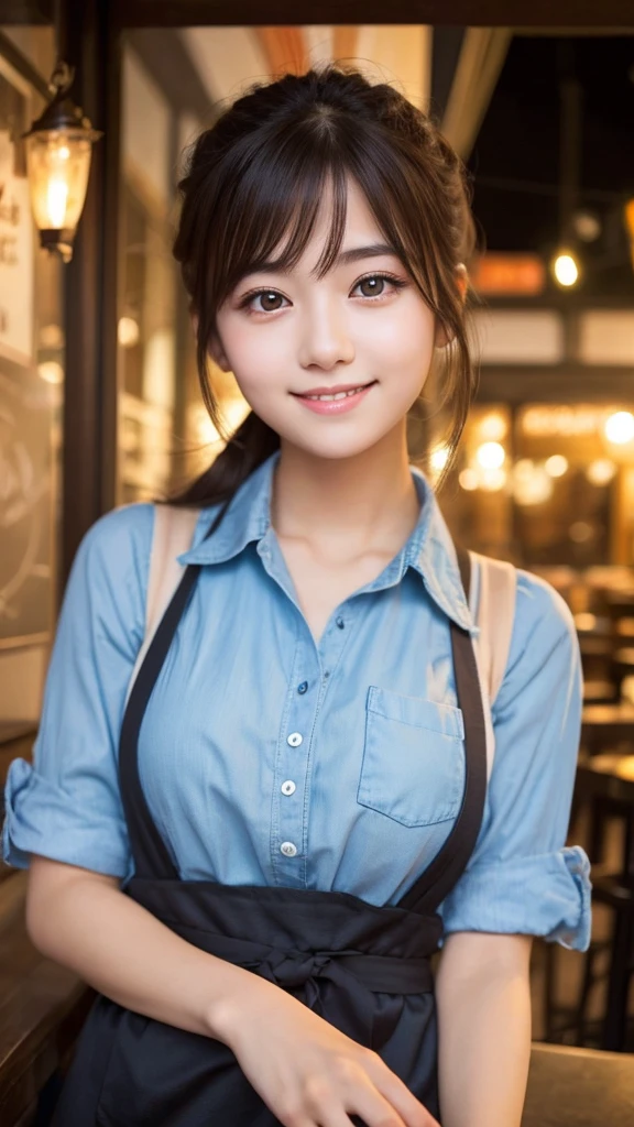 Cute girl working at a cafe terrace Japanese 19age
Professional Lighting Digital SLR Beautiful and elaborate face Perfect and beautiful face Big eyes Smile