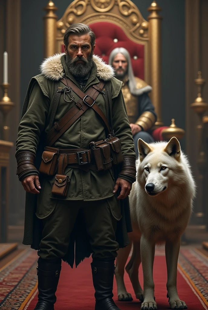 A hunter receives an important mission to rescue a princess, and he is with his wolf by his side, the king before you 
