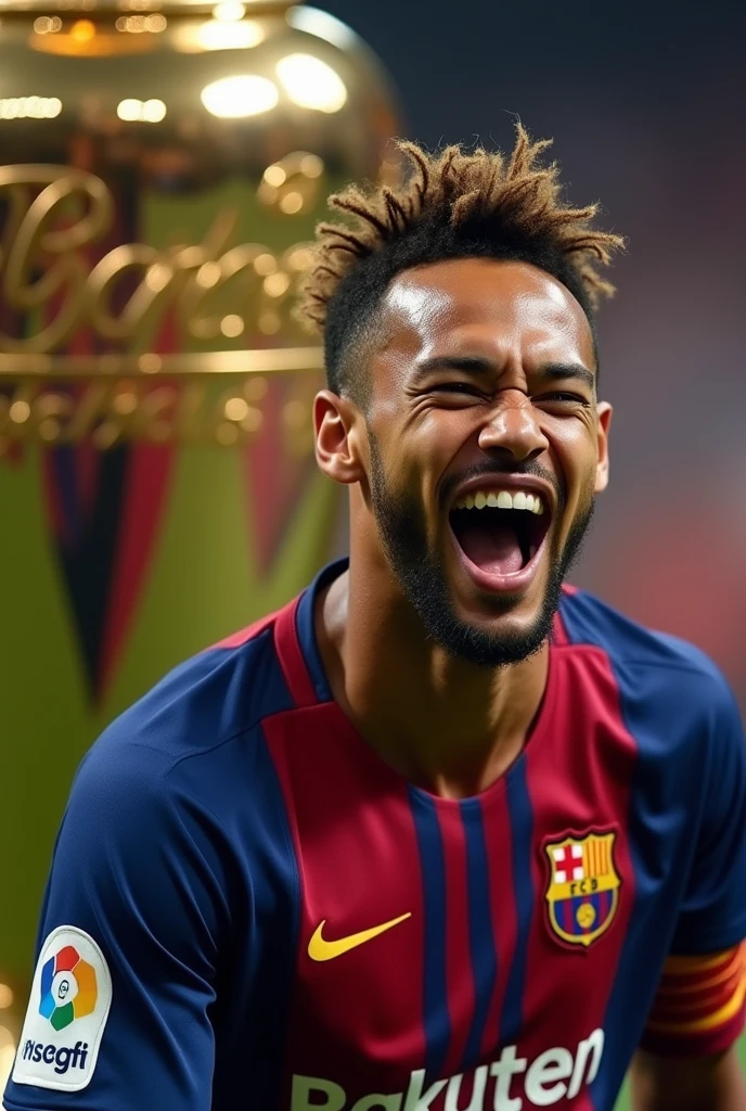 2015 championship leauge neymar jr coldest photo where he enjoying the goal rather tropy .and he's wearing Barcelona's jersy .