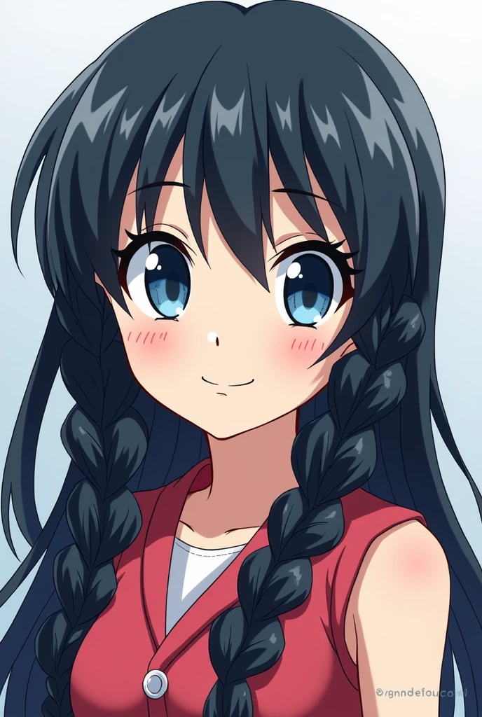A girl in the style of the anime Hunter x Hunter.
Similar to Killua with long hair in braids, dark hair and blue eyes similar to Killua's. More braids and smiles more to resemble the anime style from the anime Hunter x Hunter.
Without red cheeks and with