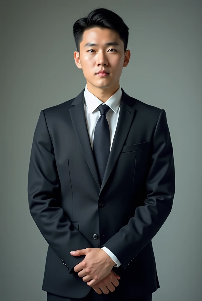 A man in a suit, tie, no mustache, Korean face.
