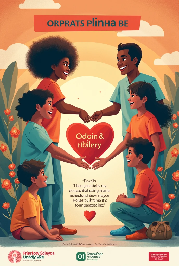 Make an advertising poster about organ donation with images or cartoons
