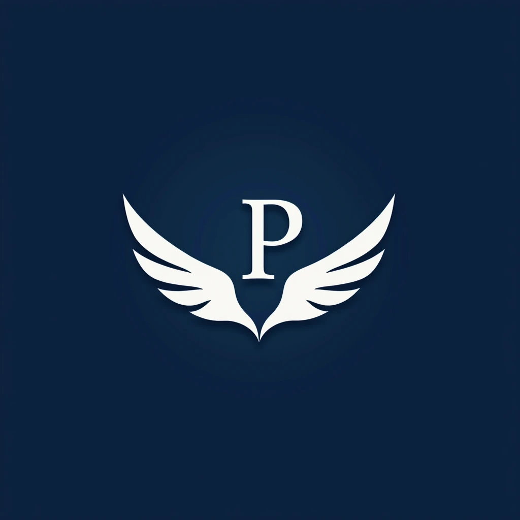 create an image of a logo for an accounting company called Plenum Accounting, in dark blue and white colors, remember it is a company of two young partners, you can use wings in the image and the accounting symbol
 