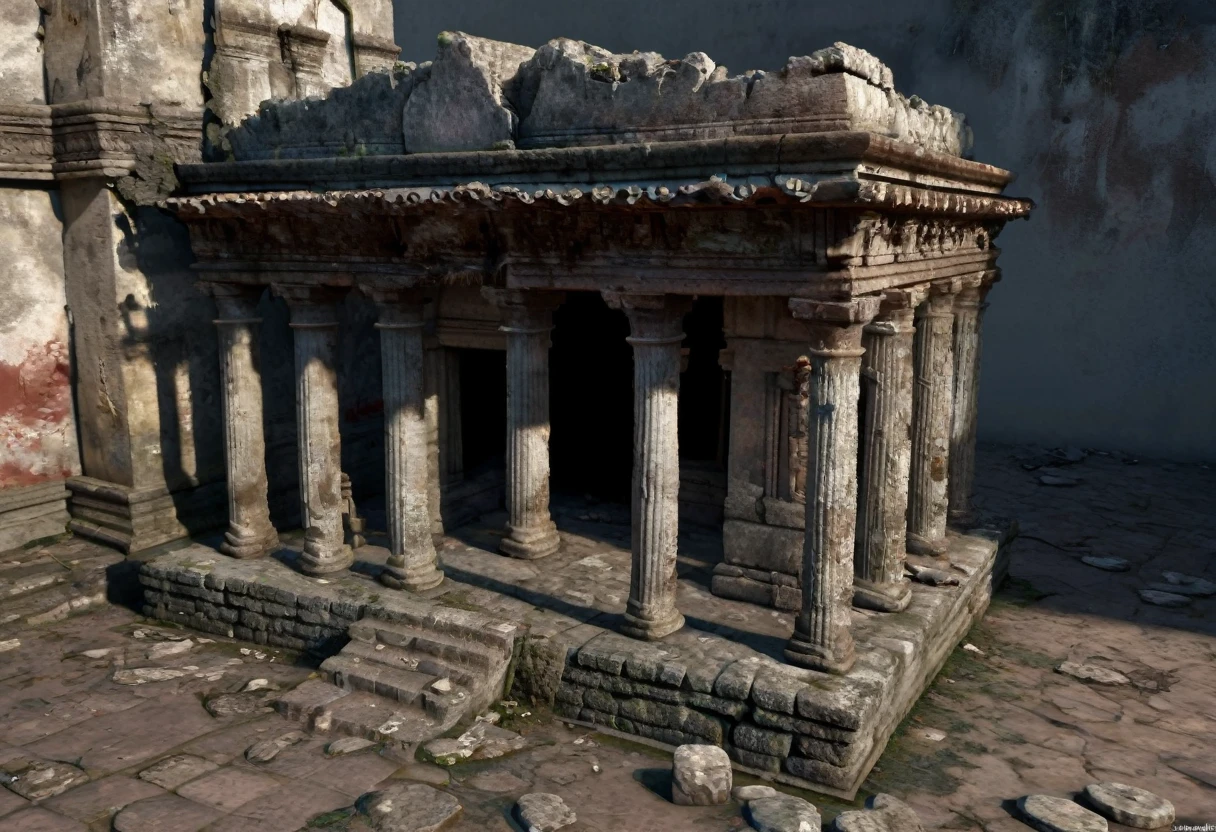 older mic templo with very poor appearance. the temple has only two floors and is in poor condition. It looks very shabby and looks very old., Ancient. [temple in ruins] [pobres] [miserable] [older] [mic] [3d modle]