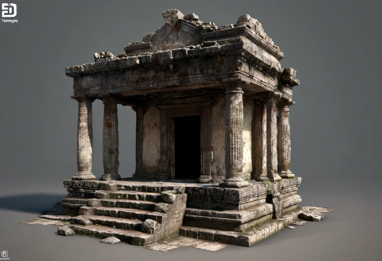 older mic templo with very poor appearance. the temple has only two floors and is in poor condition. It looks very shabby and looks very old., Ancient. [temple in ruins] [pobres] [miserable] [older] [mic] [3d modle]