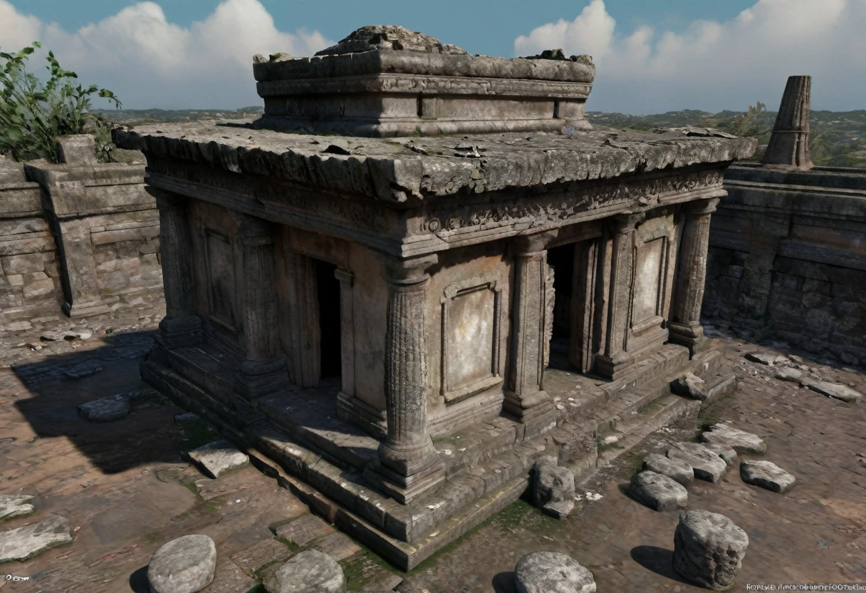 older mic templo with very poor appearance. the temple has only two floors and is in poor condition. It looks very shabby and looks very old., Ancient. [temple in ruins] [pobres] [miserable] [older] [mic] [3d modle]