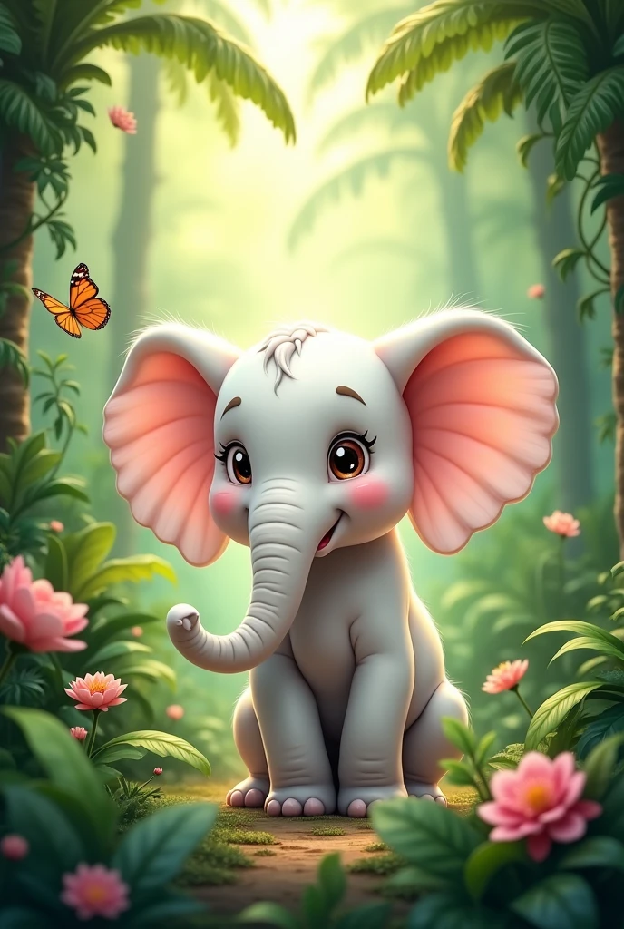 Cute white elephant in jungle