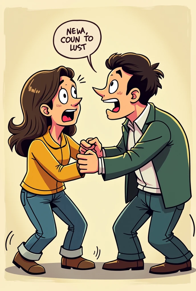 A small comic of a woman experiencing violence from a man, drawn in a cartoon style.